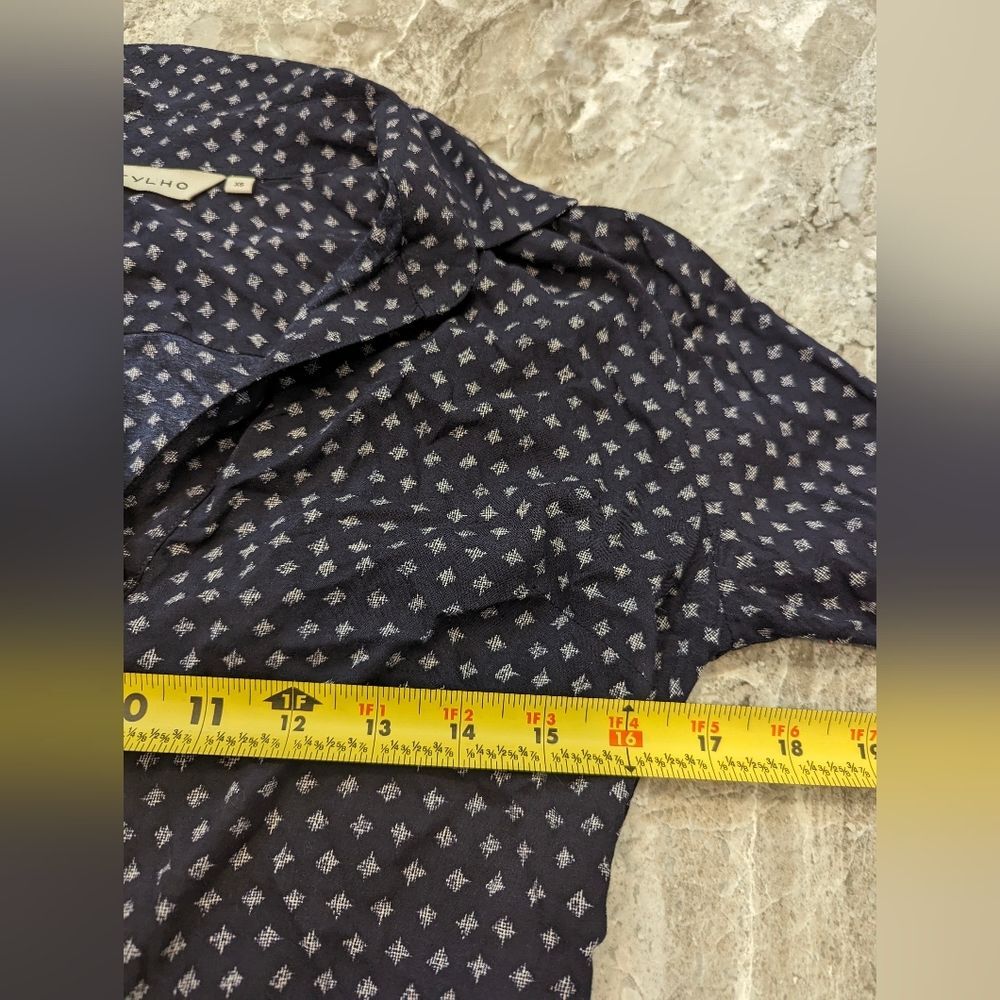 Anthropologie Tylho Blue watern pleaded button midi v-neck Dress 3/4 sleeve XS - Picture 11 of 11